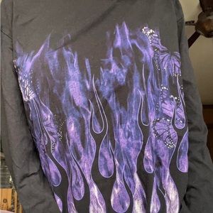 Purple Butterfly Flames Long Sleeve